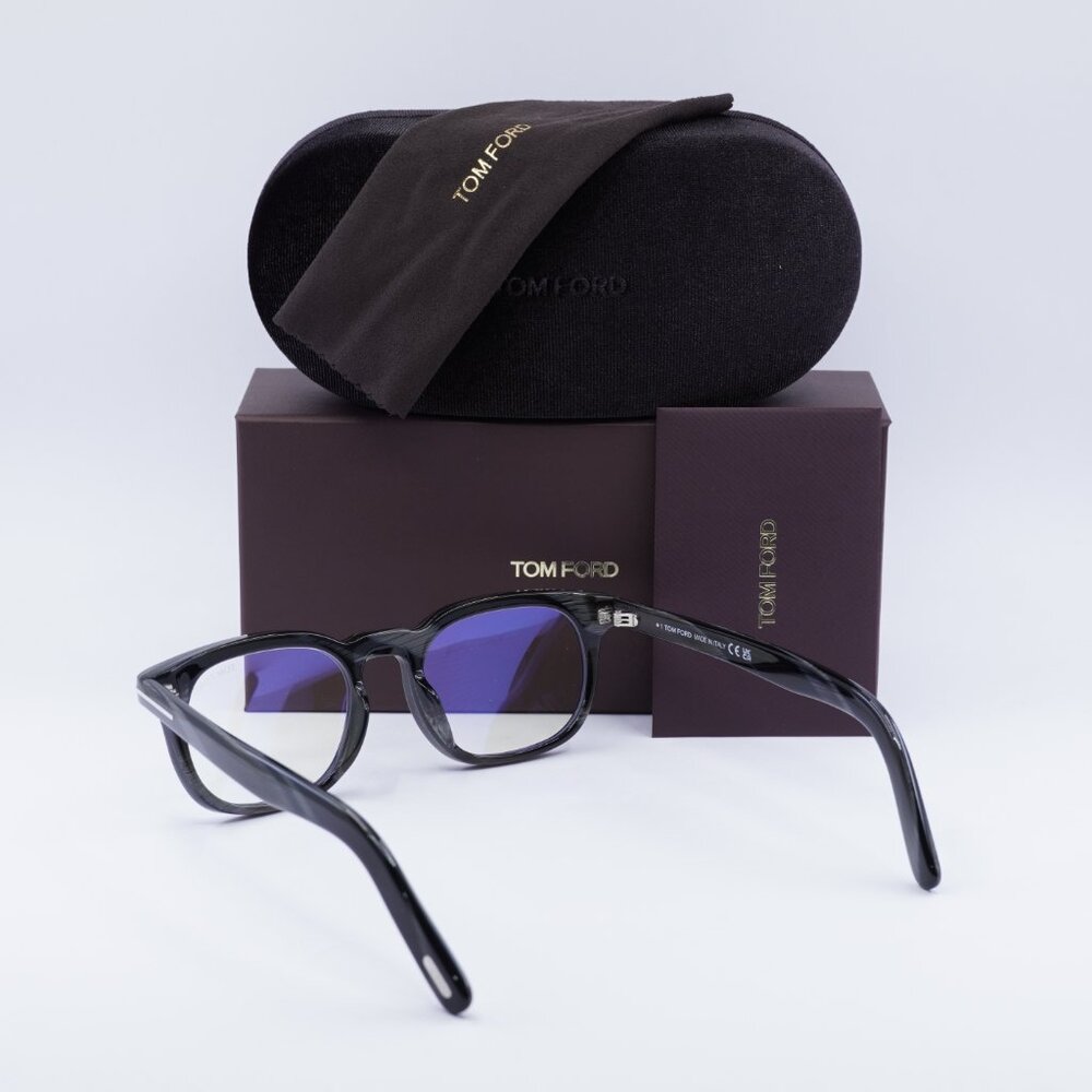 Tom Ford FT5930-D-B 063 Rectangle Eyeglasses 52mm - Black Horn /Blue Light Block - Picture 4 of 9